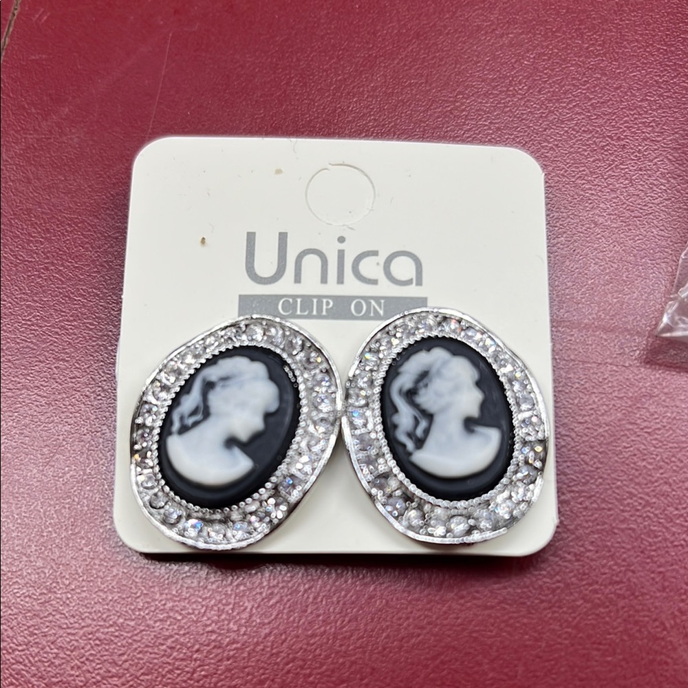 Nica Black and Silver Clip-On Earrings